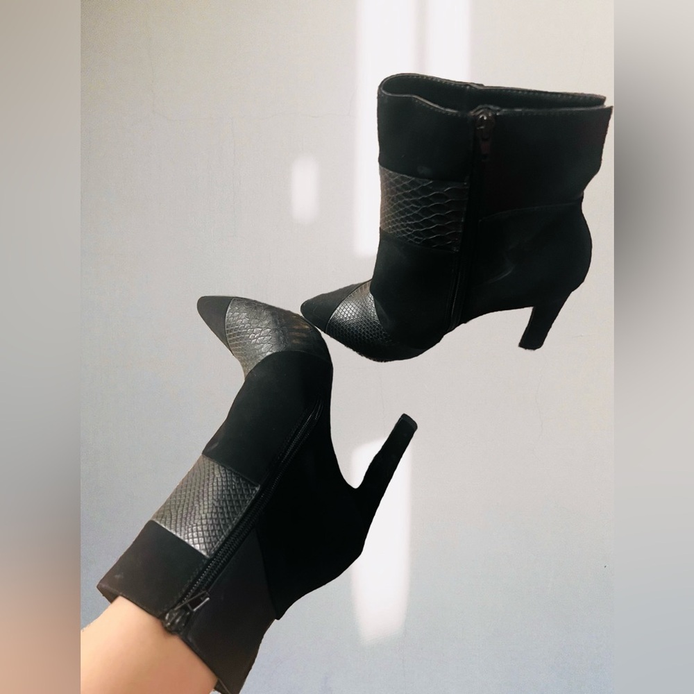 Black Ankle Boots with Textured Detail